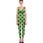Polka Dots - Black on Dollar Bill Green OnePiece Catsuit