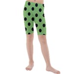 Polka Dots - Black on Dollar Bill Green Kid s Mid Length Swim Shorts