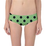 Polka Dots - Black on Dollar Bill Green Classic Bikini Bottoms
