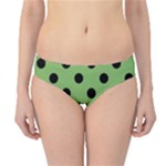 Polka Dots - Black on Dollar Bill Green Hipster Bikini Bottoms