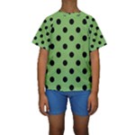 Polka Dots - Black on Dollar Bill Green Kid s Short Sleeve Swimwear