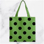 Polka Dots - Black on Dollar Bill Green Zipper Grocery Tote Bag