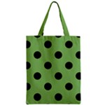 Polka Dots - Black on Dollar Bill Green Zipper Classic Tote Bag