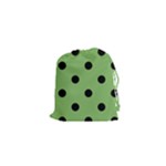 Polka Dots - Black on Dollar Bill Green Drawstring Pouch (XS)