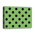 Polka Dots - Black on Dollar Bill Green Deluxe Canvas 16  x 12  (Stretched)