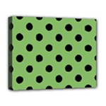 Polka Dots - Black on Dollar Bill Green Deluxe Canvas 20  x 16  (Stretched)