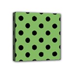 Polka Dots - Black on Dollar Bill Green Mini Canvas 4  x 4  (Stretched)