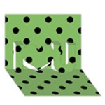 Polka Dots - Black on Dollar Bill Green I Love You 3D Greeting Card (7x5)