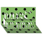 Polka Dots - Black on Dollar Bill Green Happy Birthday 3D Greeting Card (8x4)