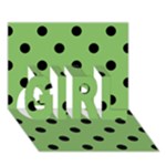Polka Dots - Black on Dollar Bill Green GIRL 3D Greeting Card (7x5)