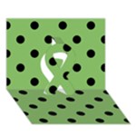 Polka Dots - Black on Dollar Bill Green Ribbon 3D Greeting Card (7x5)