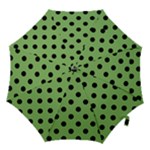 Polka Dots - Black on Dollar Bill Green Hook Handle Umbrella (Small)