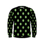 Polka Dots - Dollar Bill Green on Black Kid s Sweatshirt