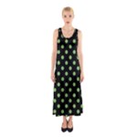 Polka Dots - Dollar Bill Green on Black Full Print Maxi Dress