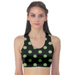 Polka Dots - Dollar Bill Green on Black Women s Sports Bra