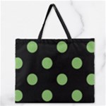 Polka Dots - Dollar Bill Green on Black Zipper Large Tote Bag