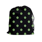 Polka Dots - Dollar Bill Green on Black Drawstring Pouch (XL)
