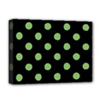 Polka Dots - Dollar Bill Green on Black Deluxe Canvas 16  x 12  (Stretched)
