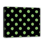 Polka Dots - Dollar Bill Green on Black Deluxe Canvas 20  x 16  (Stretched)