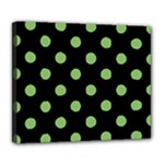 Polka Dots - Dollar Bill Green on Black Deluxe Canvas 24  x 20  (Stretched)