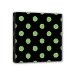 Polka Dots - Dollar Bill Green on Black Mini Canvas 4  x 4  (Stretched)