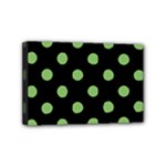 Polka Dots - Dollar Bill Green on Black Mini Canvas 6  x 4  (Stretched)