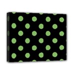 Polka Dots - Dollar Bill Green on Black Canvas 10  x 8  (Stretched)