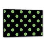 Polka Dots - Dollar Bill Green on Black Canvas 18  x 12  (Stretched)