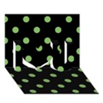 Polka Dots - Dollar Bill Green on Black I Love You 3D Greeting Card (7x5)