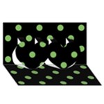 Polka Dots - Dollar Bill Green on Black Twin Hearts 3D Greeting Card (8x4)