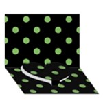 Polka Dots - Dollar Bill Green on Black Heart Bottom 3D Greeting Card (7x5)