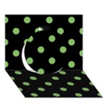 Polka Dots - Dollar Bill Green on Black Circle 3D Greeting Card (7x5)