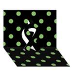 Polka Dots - Dollar Bill Green on Black Ribbon 3D Greeting Card (7x5)
