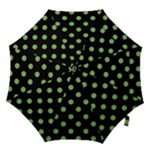 Polka Dots - Dollar Bill Green on Black Hook Handle Umbrella (Medium)
