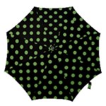 Polka Dots - Dollar Bill Green on Black Hook Handle Umbrella (Large)