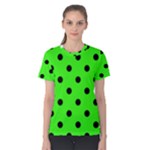 Polka Dots - Black on Neon Green Women s Cotton Tee