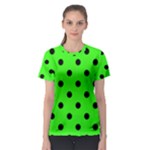 Polka Dots - Black on Neon Green Women s Sport Mesh Tee