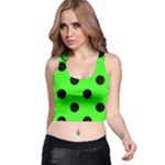 Polka Dots - Black on Neon Green Racer Back Crop Top