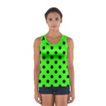 Polka Dots - Black on Neon Green Women s Sport Tank Top