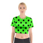 Polka Dots - Black on Neon Green Cotton Crop Top