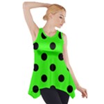 Polka Dots - Black on Neon Green Side Drop Tank Tunic
