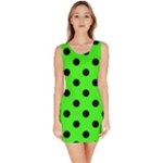 Polka Dots - Black on Neon Green Bodycon Dress