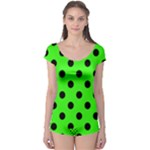Polka Dots - Black on Neon Green Boyleg Leotard (Ladies)