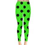 Polka Dots - Black on Neon Green Women s Leggings