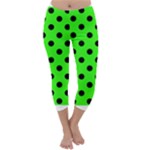 Polka Dots - Black on Neon Green Capri Winter Leggings