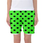 Polka Dots - Black on Neon Green Women s Basketball Shorts