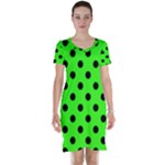 Polka Dots - Black on Neon Green Short Sleeve Nightdress