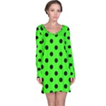 Polka Dots - Black on Neon Green Long Sleeve Nightdress