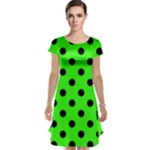 Polka Dots - Black on Neon Green Cap Sleeve Nightdress