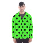 Polka Dots - Black on Neon Green Hooded Wind Breaker (Men)